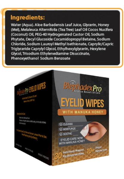 Blephadex Pro Eyelid Wipes with Manuka Honey